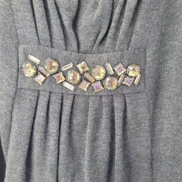 Vince Gray Dress Womens Size Small Wool Sleeveless Rhinestones Pockets - Picture 5 of 7